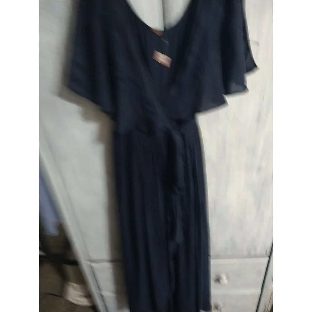 Free People Sleeveless V-neck Maxi Wrap Embroidered Dress Sm Blue Boho Beachy